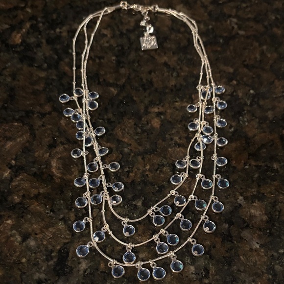 Anne Klein Silver Necklace with Blue Accents - Picture 1 of 3